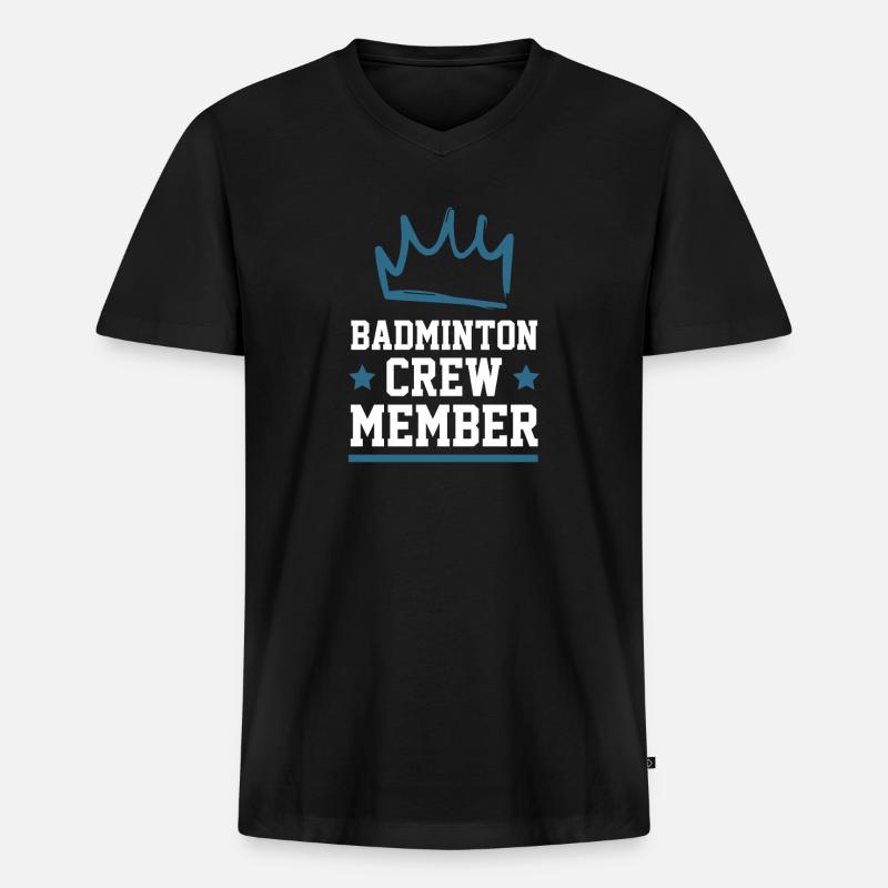 Badminton Crew - Männer Premium Bio T-Shirt mit V-Ausschnitt - Schwarz