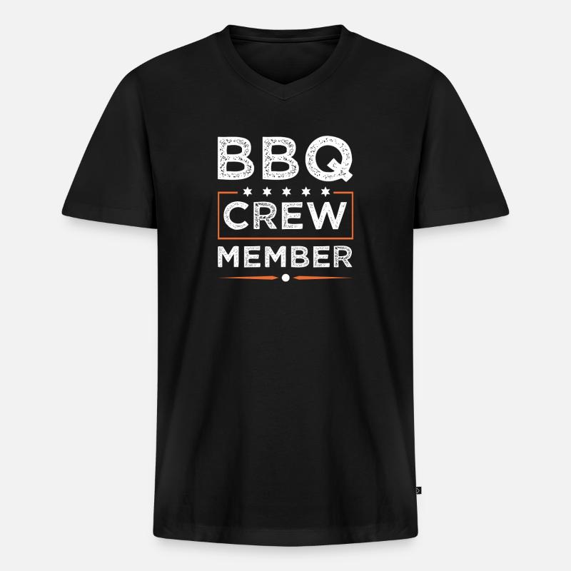 Bbq Crew - Männer Premium Bio T-Shirt mit V-Ausschnitt - Schwarz