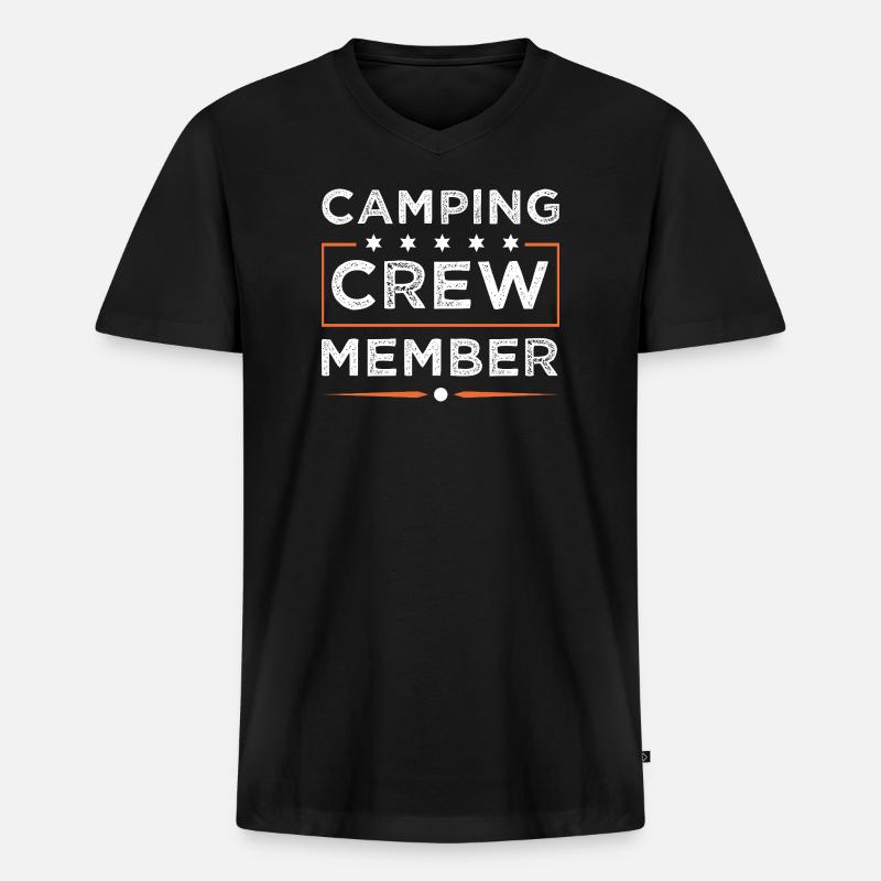 Camping Crew - Männer Premium Bio T-Shirt mit V-Ausschnitt - Schwarz