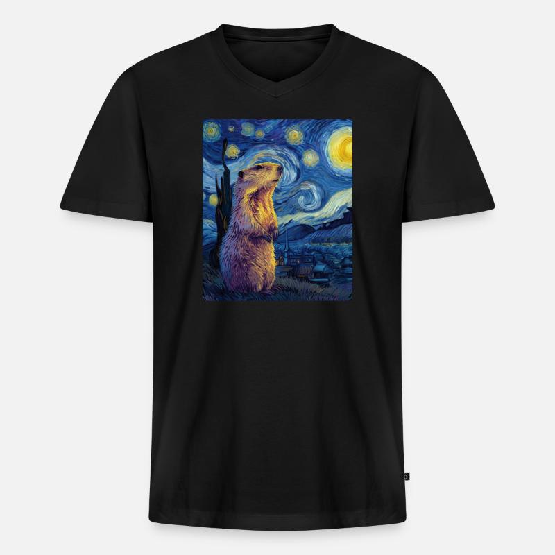 Murmeltier - Männer Premium Bio T-Shirt mit V-Ausschnitt - Schwarz