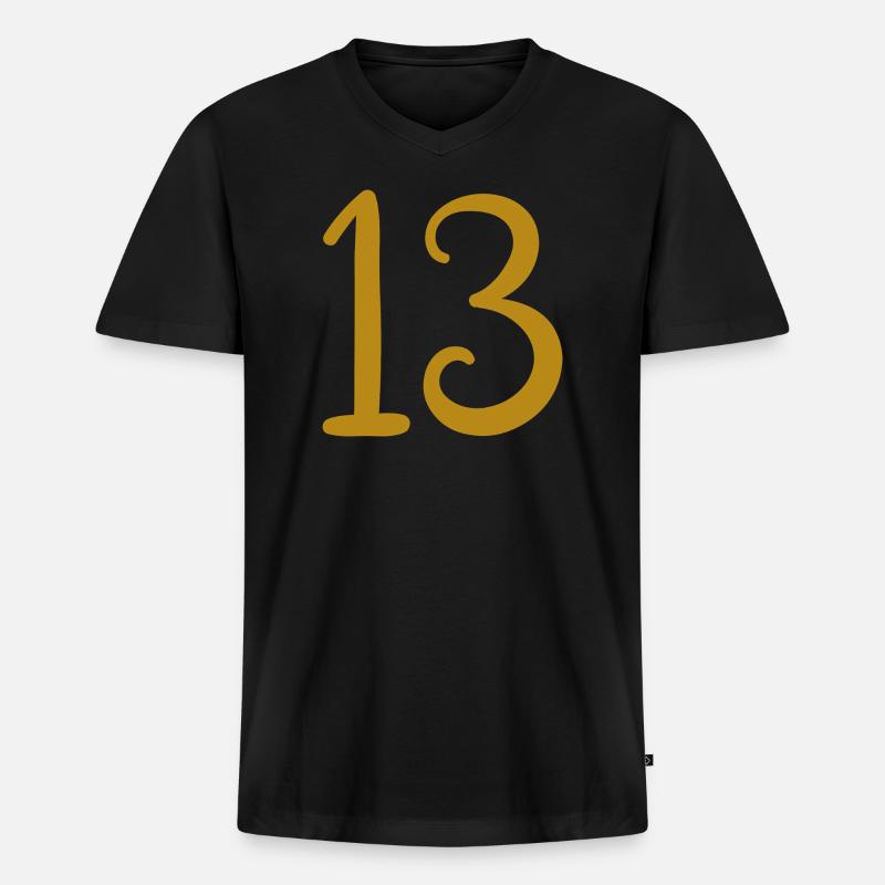 13 - Männer Premium Bio T-Shirt mit V-Ausschnitt - Schwarz