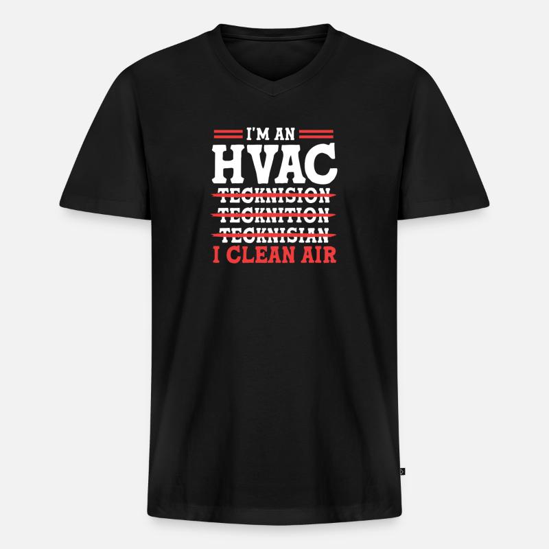 Heizung Klimatechniker Techniker Kältetechniker - Männer Premium Bio T-Shirt mit V-Ausschnitt - Schwarz