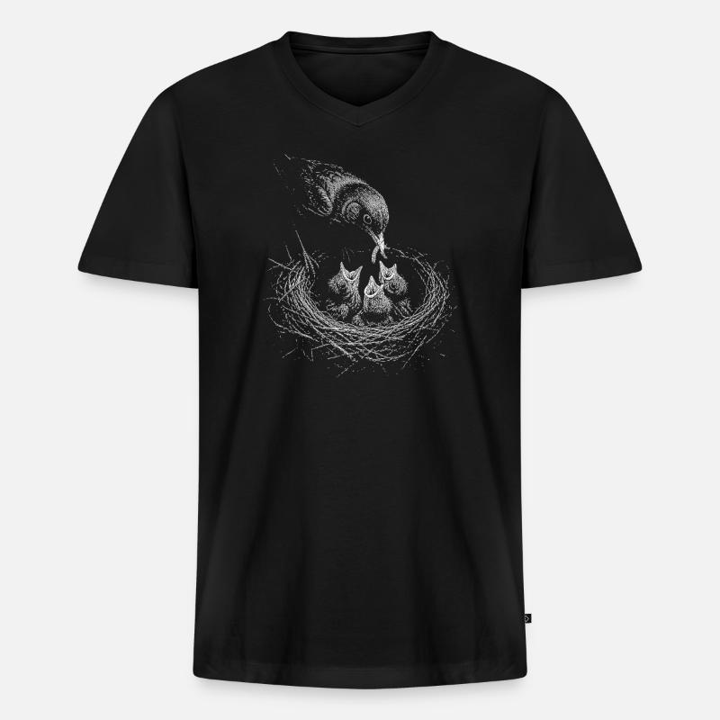 Amsel - Männer Premium Bio T-Shirt mit V-Ausschnitt - Schwarz