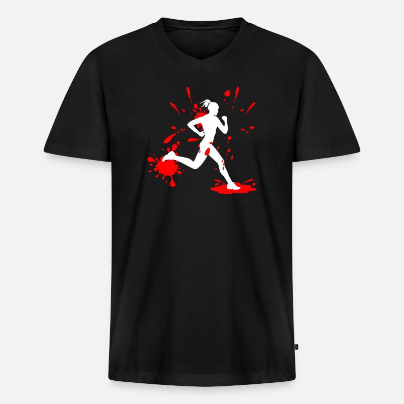 Mud Run Woman – Custom Splash Runner - Männer Premium Bio T-Shirt mit V-Ausschnitt - Schwarz