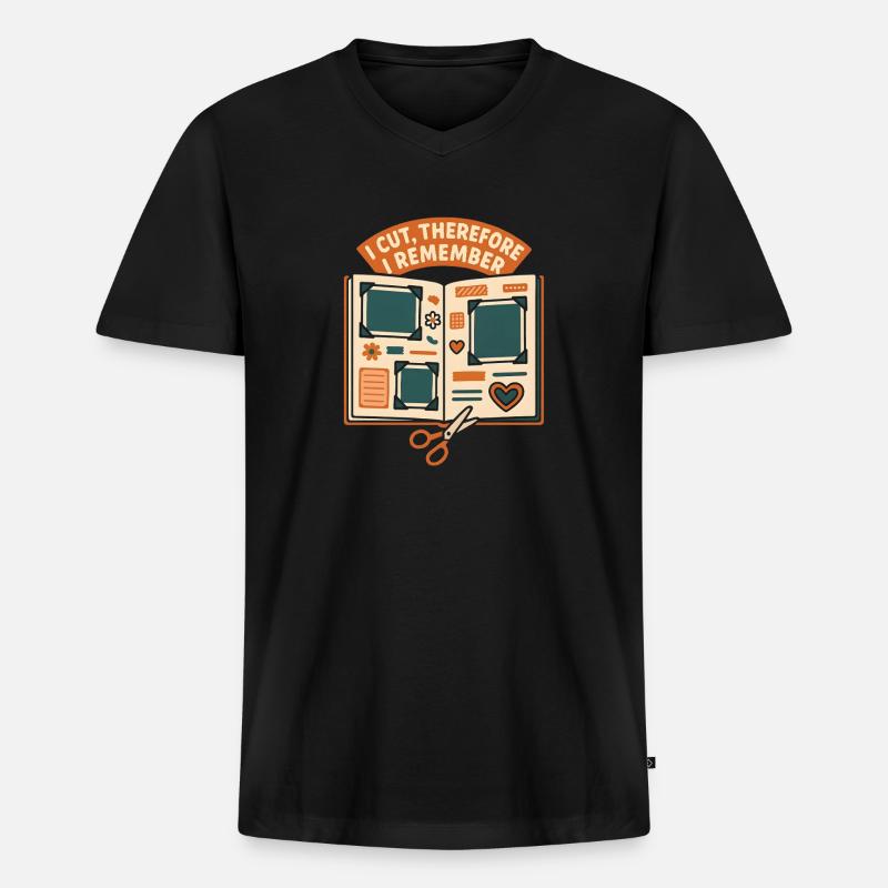 Ich schneide | Scrapbooking Basteln - Männer Premium Bio T-Shirt mit V-Ausschnitt - Schwarz