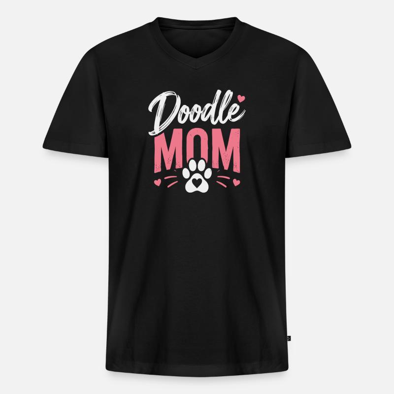 Doodle Mom Pfotenherz - Männer Premium Bio T-Shirt mit V-Ausschnitt - Schwarz