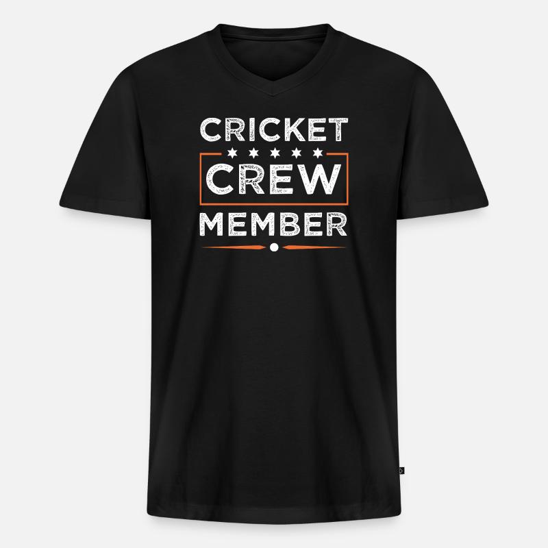 Cricket Crew - Männer Premium Bio T-Shirt mit V-Ausschnitt - Schwarz