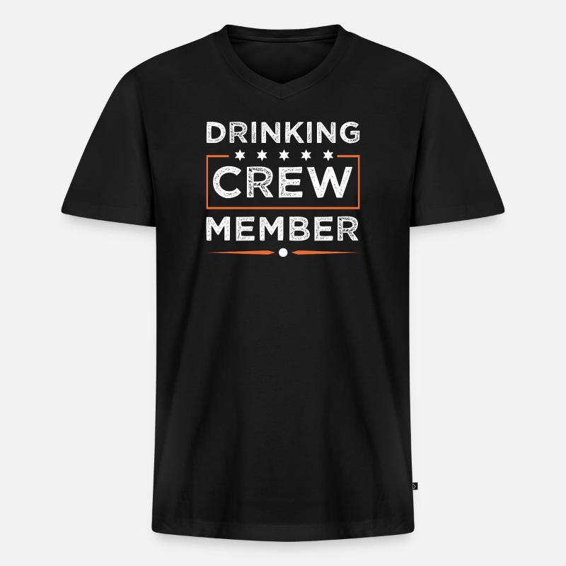 Drinking Crew - Männer Premium Bio T-Shirt mit V-Ausschnitt - Schwarz