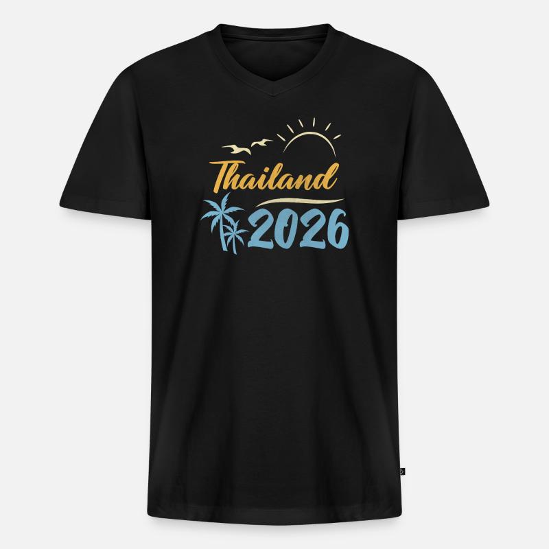 Thailand 2026 - Männer Premium Bio T-Shirt mit V-Ausschnitt - Schwarz