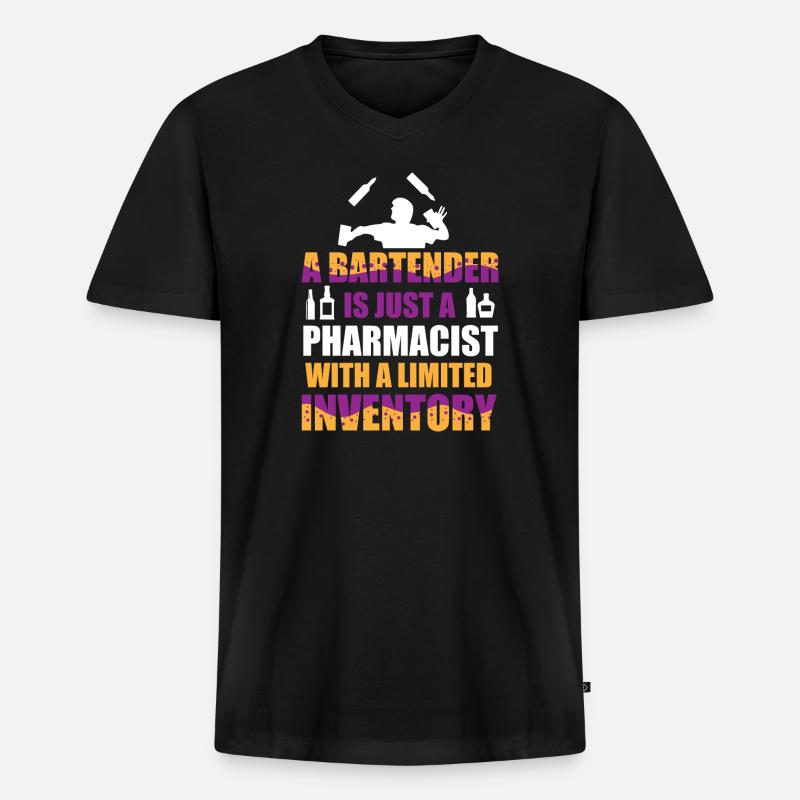 Barkeeper Kellner bartender Barmann - Männer Premium Bio T-Shirt mit V-Ausschnitt - Schwarz