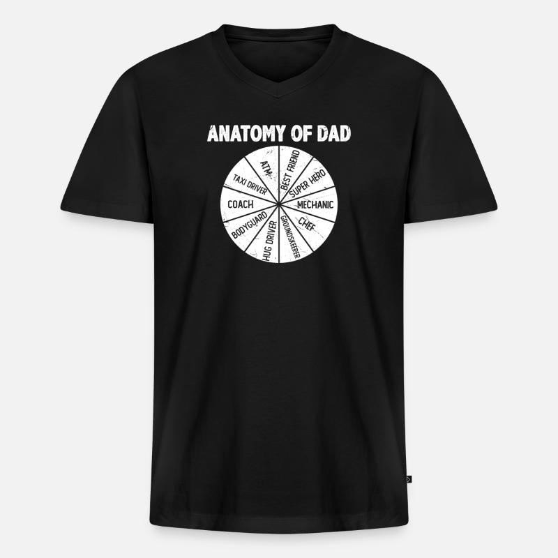 Anatomie des Papas – Rad der Hobbys - Männer Premium Bio T-Shirt mit V-Ausschnitt - Schwarz
