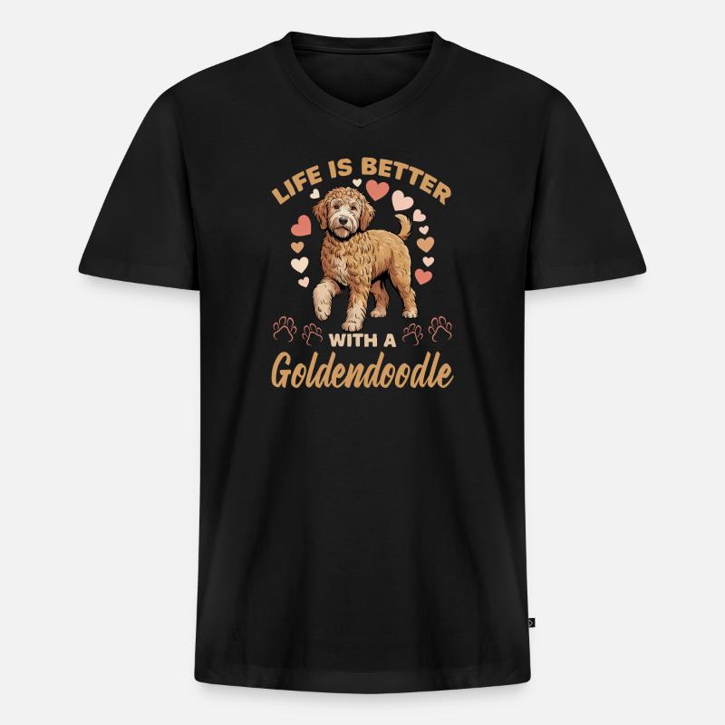 Goldendoodle Dog Breed - Männer Premium Bio T-Shirt mit V-Ausschnitt - Schwarz