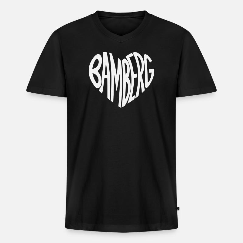 Bamberg Herz Typo - Männer Premium Bio T-Shirt mit V-Ausschnitt - Schwarz