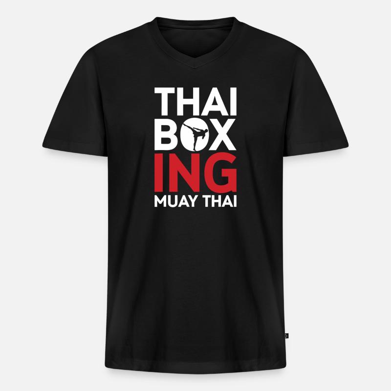 Thai-Boxen-Muay-Thai-Emblem - Männer Premium Bio T-Shirt mit V-Ausschnitt - Schwarz