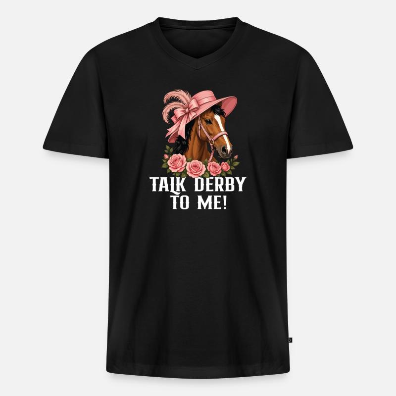 Vollblut-Derby-Pferderennbahn - Männer Premium Bio T-Shirt mit V-Ausschnitt - Schwarz