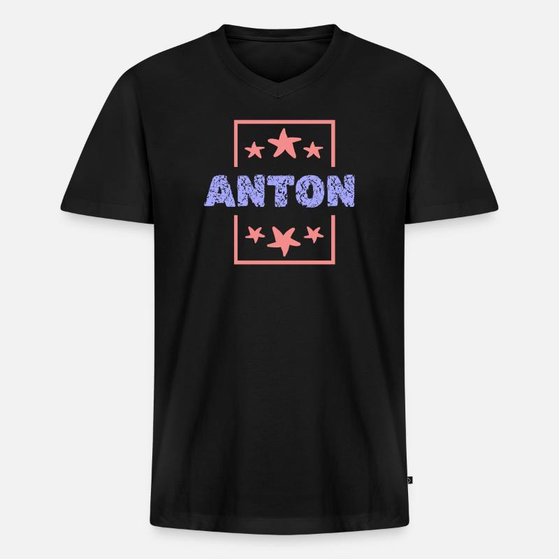Anton - Männer Premium Bio T-Shirt mit V-Ausschnitt - Schwarz