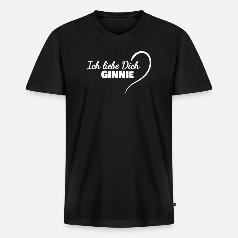 Ginnie als Herz - Männer Premium Bio T-Shirt mit V-Ausschnitt - Schwarz