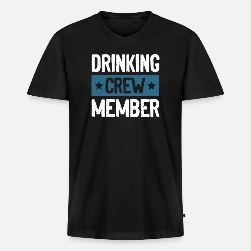 Drinking Crew - Männer Premium Bio T-Shirt mit V-Ausschnitt - Schwarz