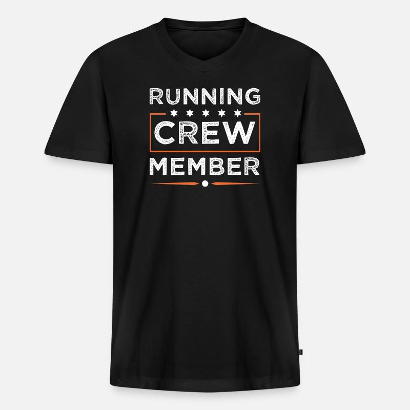 Running Crew - Männer Premium Bio T-Shirt mit V-Ausschnitt - Schwarz