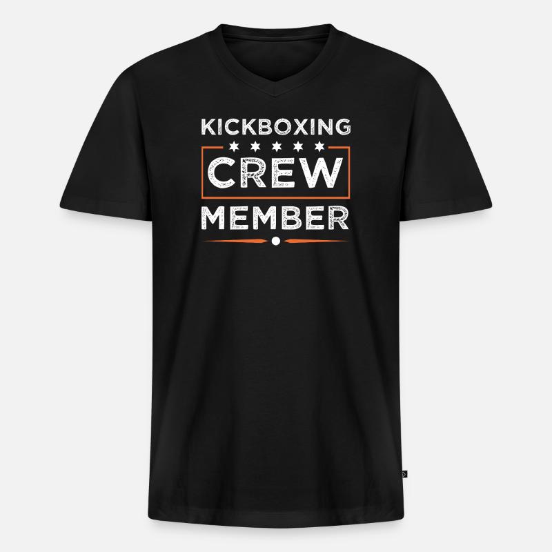 Kickboxing Crew - Männer Premium Bio T-Shirt mit V-Ausschnitt - Schwarz