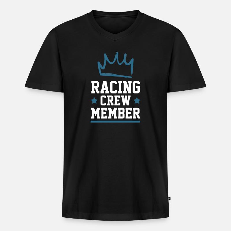 Racing Crew - Männer Premium Bio T-Shirt mit V-Ausschnitt - Schwarz