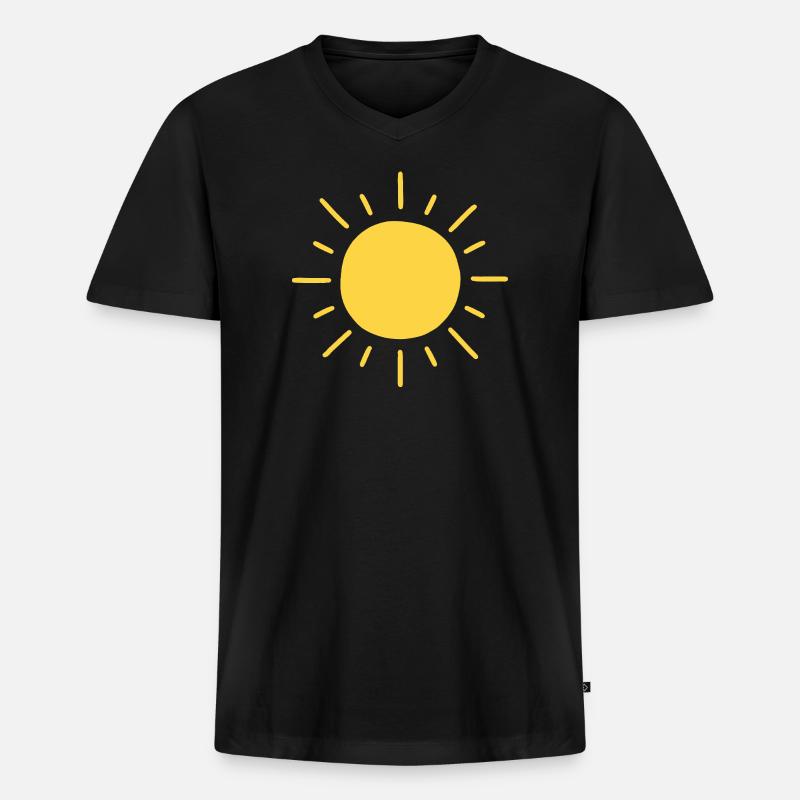 Minimalistische Sonne - Männer Premium Bio T-Shirt mit V-Ausschnitt - Schwarz