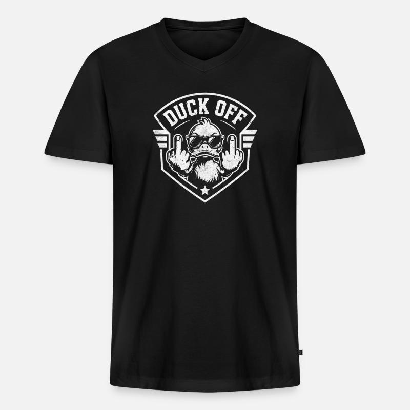Duck Off Sunglasses Duck Logo - Männer Premium Bio T-Shirt mit V-Ausschnitt - Schwarz