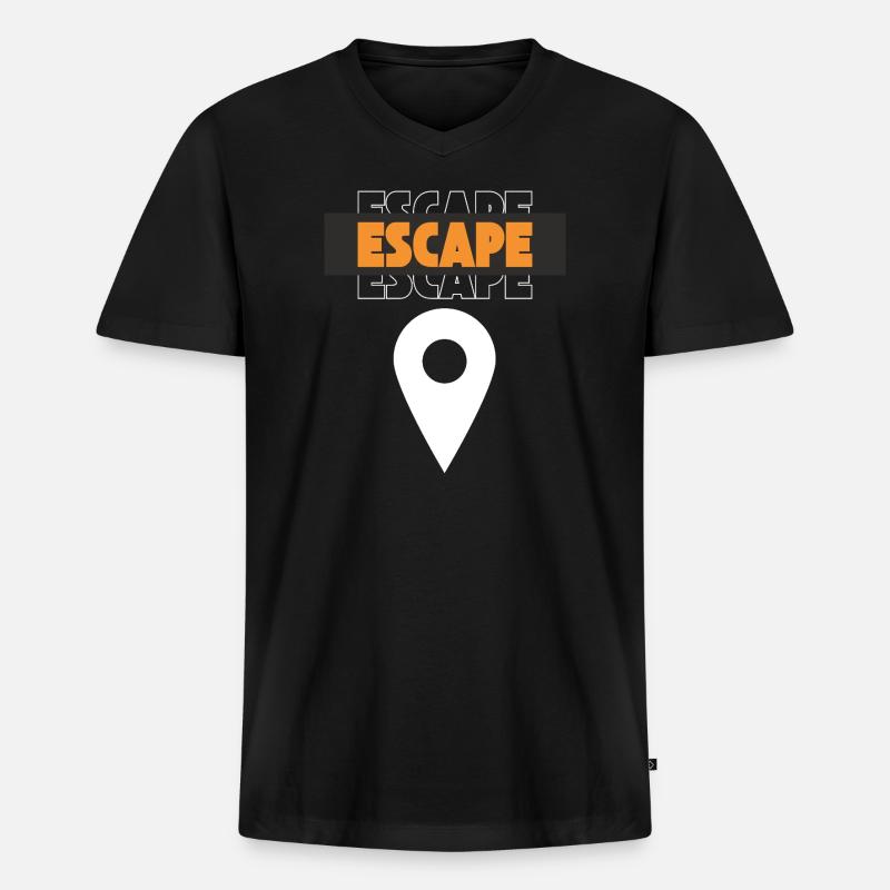 Escape Map-Pin-Design - Männer Premium Bio T-Shirt mit V-Ausschnitt - Schwarz