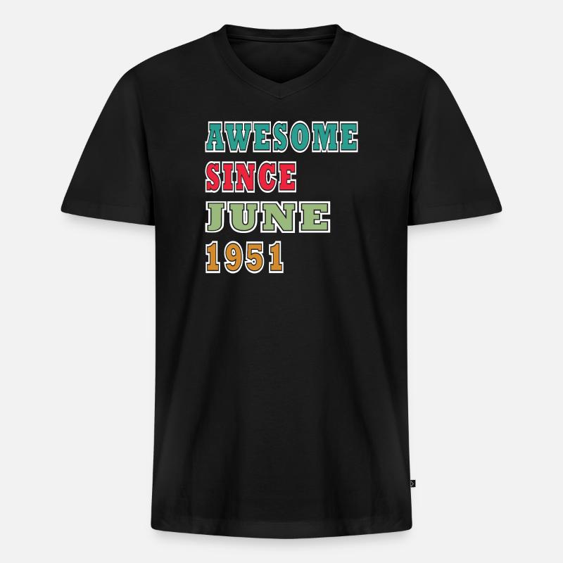 Retro 1951 Juni Layout - Männer Premium Bio T-Shirt mit V-Ausschnitt - Schwarz