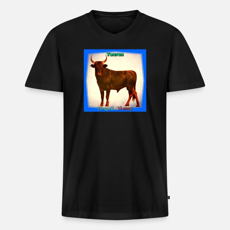Stier - Männer Premium Bio T-Shirt mit V-Ausschnitt - Schwarz