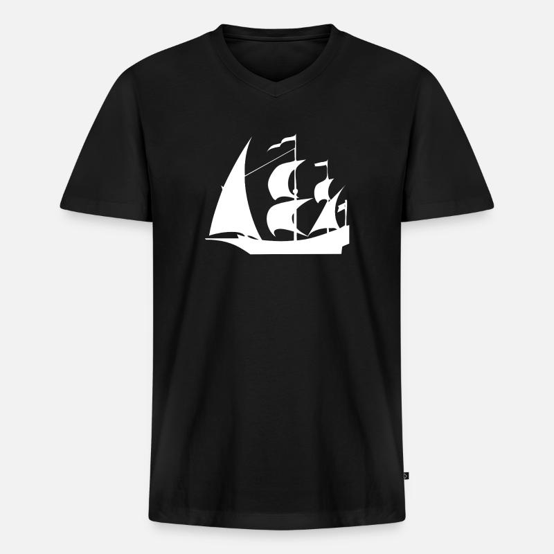 Segeln - Männer Premium Bio T-Shirt mit V-Ausschnitt - Schwarz