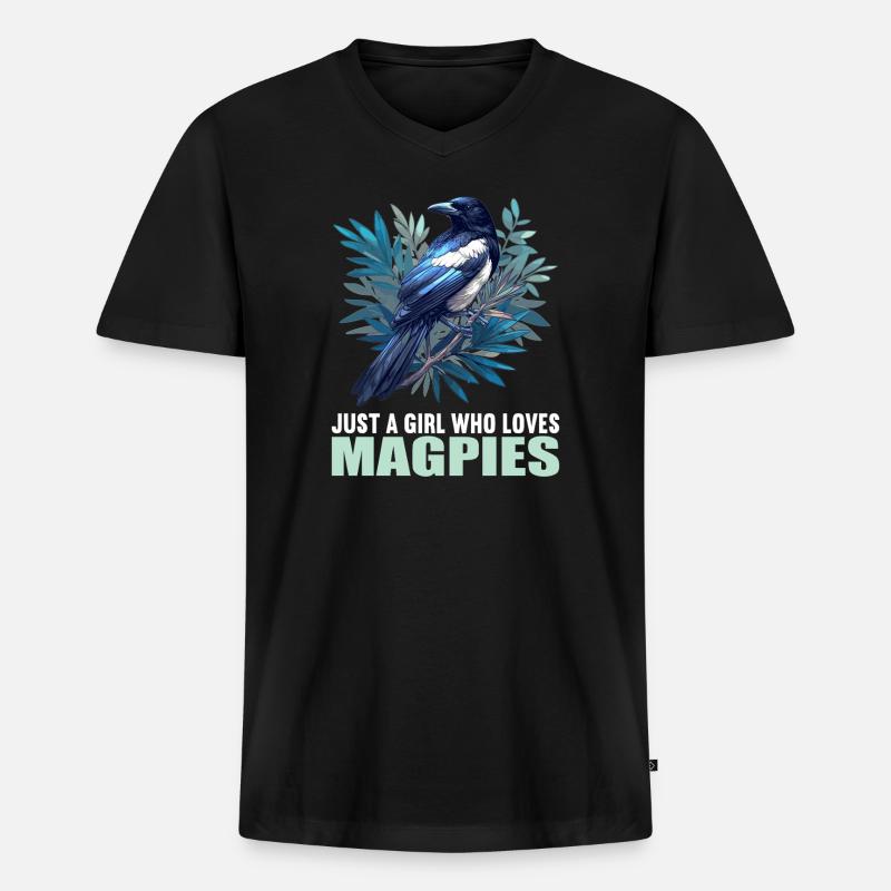 Elstern Elster - Männer Premium Bio T-Shirt mit V-Ausschnitt - Schwarz
