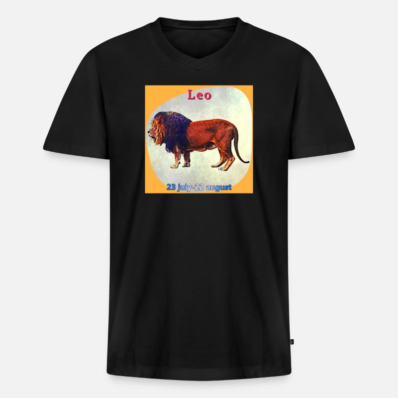 Löwe - Männer Premium Bio T-Shirt mit V-Ausschnitt - Schwarz