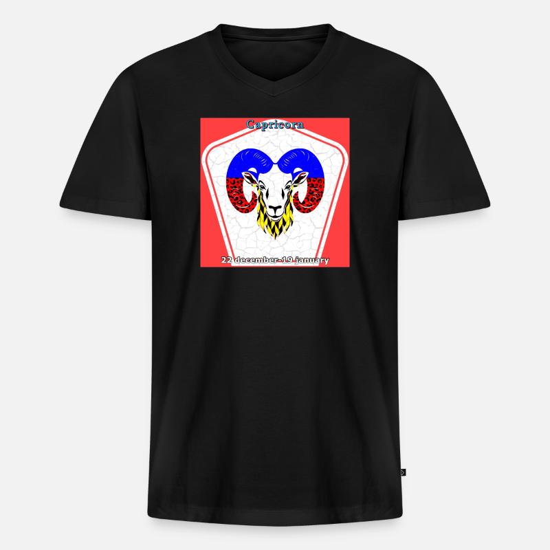 Steinbock - Männer Premium Bio T-Shirt mit V-Ausschnitt - Schwarz
