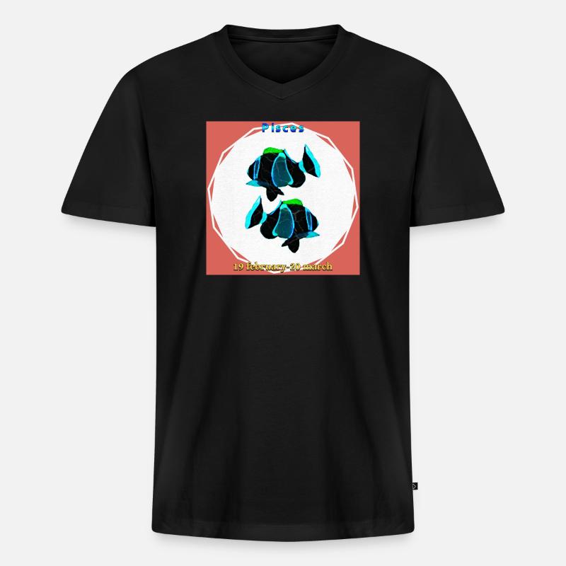 Fisch - Männer Premium Bio T-Shirt mit V-Ausschnitt - Schwarz