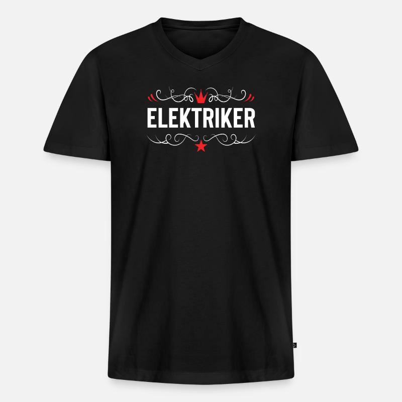 Elektriker Beruf - Männer Premium Bio T-Shirt mit V-Ausschnitt - Schwarz