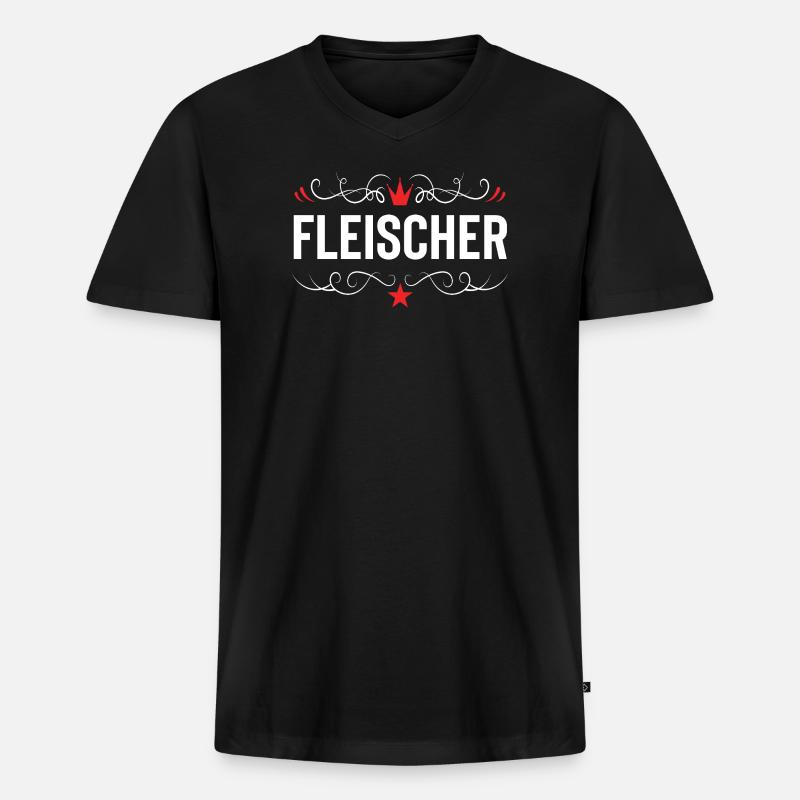 Fleischer Beruf - Männer Premium Bio T-Shirt mit V-Ausschnitt - Schwarz
