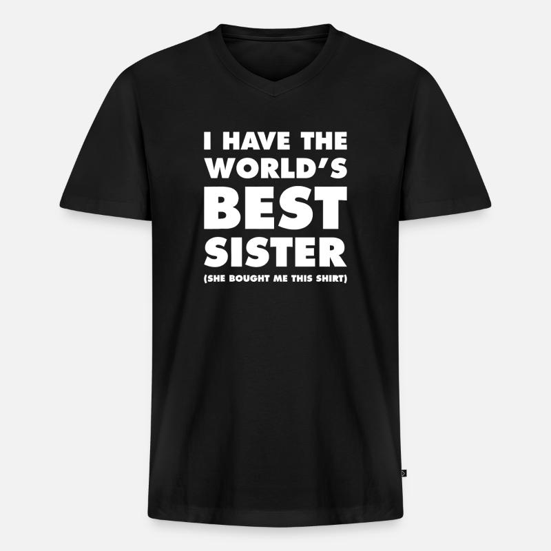 Die beste Schwester-Tee der Welt - Männer Premium Bio T-Shirt mit V-Ausschnitt - Schwarz