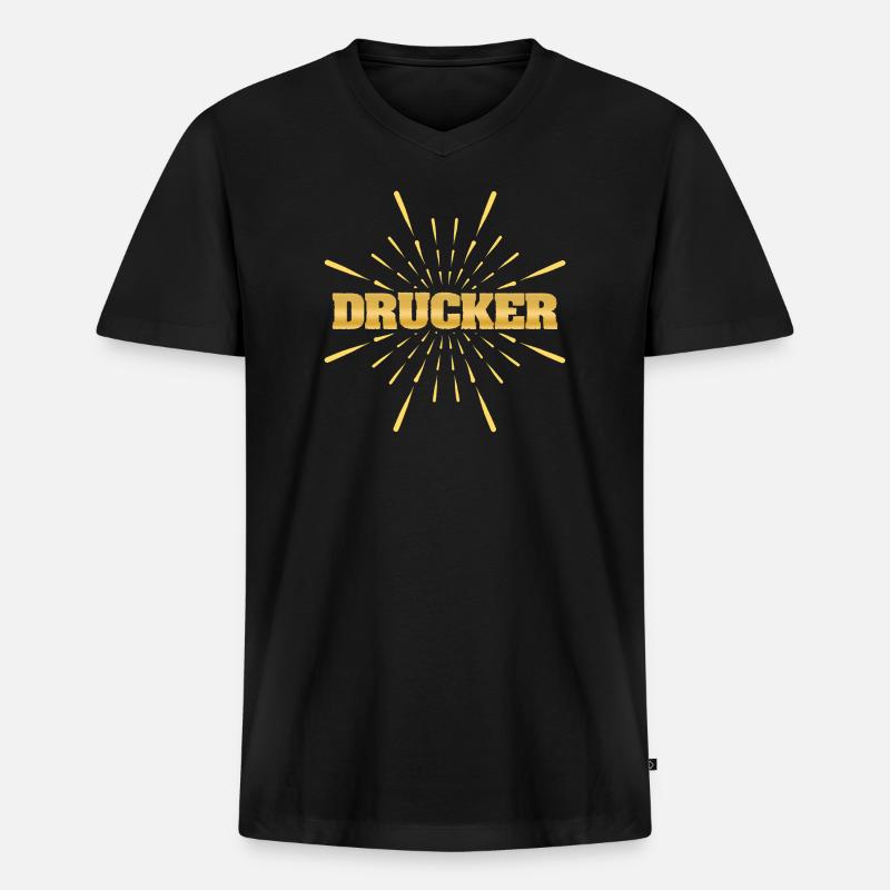 Drucker als Beruf - Männer Premium Bio T-Shirt mit V-Ausschnitt - Schwarz