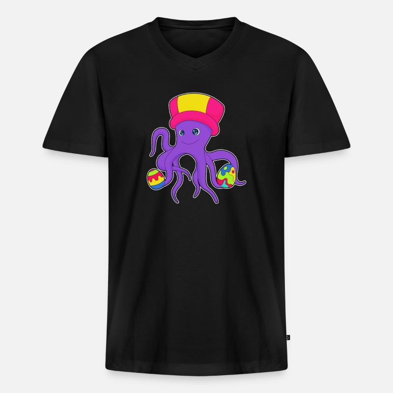 Octopus Easter Easter Eggs - Men's Premium Organic T-shirt with V-neck - black
