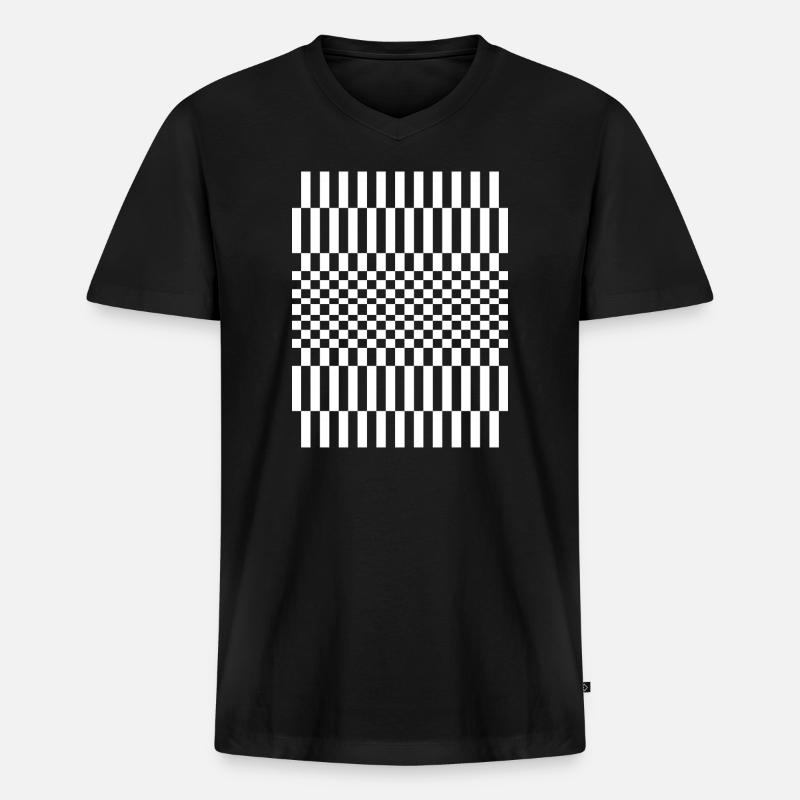 Schachbrettmuster-Design - Männer Premium Bio T-Shirt mit V-Ausschnitt - Schwarz