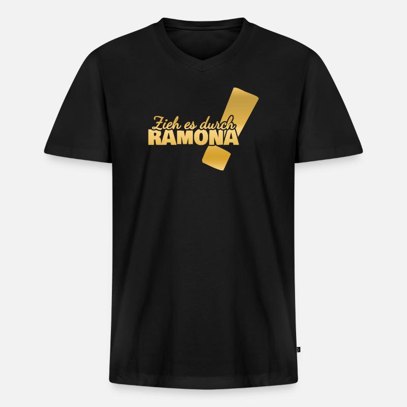 Durchhalten Ramona - Männer Premium Bio T-Shirt mit V-Ausschnitt - Schwarz