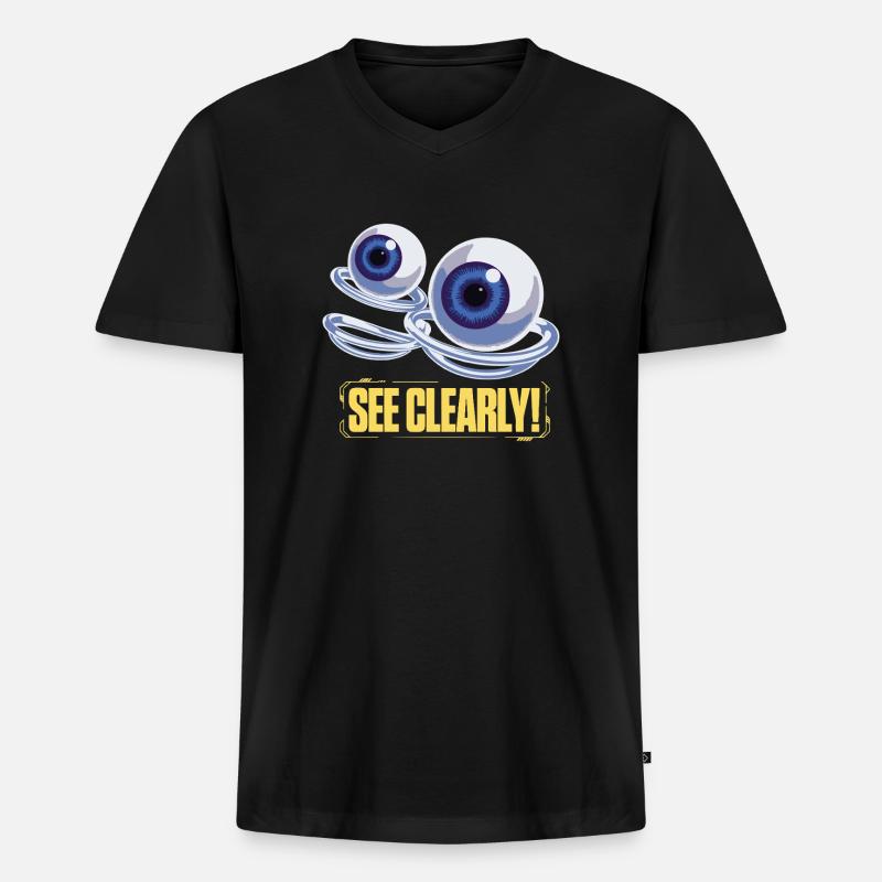 See Clearly Eye Graphic - Männer Premium Bio T-Shirt mit V-Ausschnitt - Schwarz