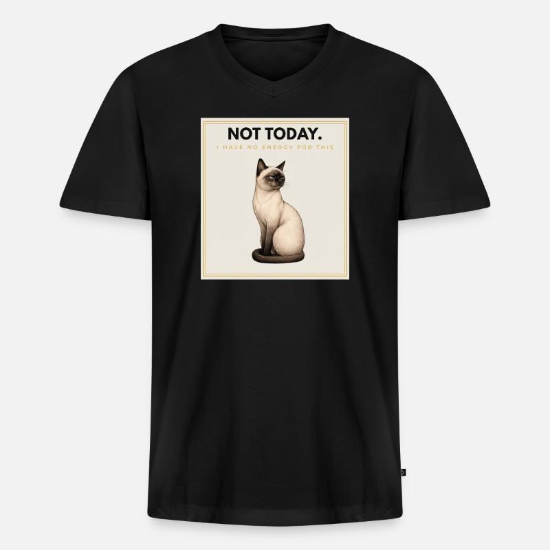 NOT TODAY Sarcastic Cat Design - Männer Premium Bio T-Shirt mit V-Ausschnitt - Schwarz