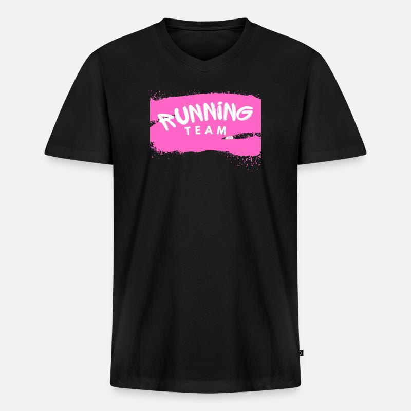 Running Team - Männer Premium Bio T-Shirt mit V-Ausschnitt - Schwarz