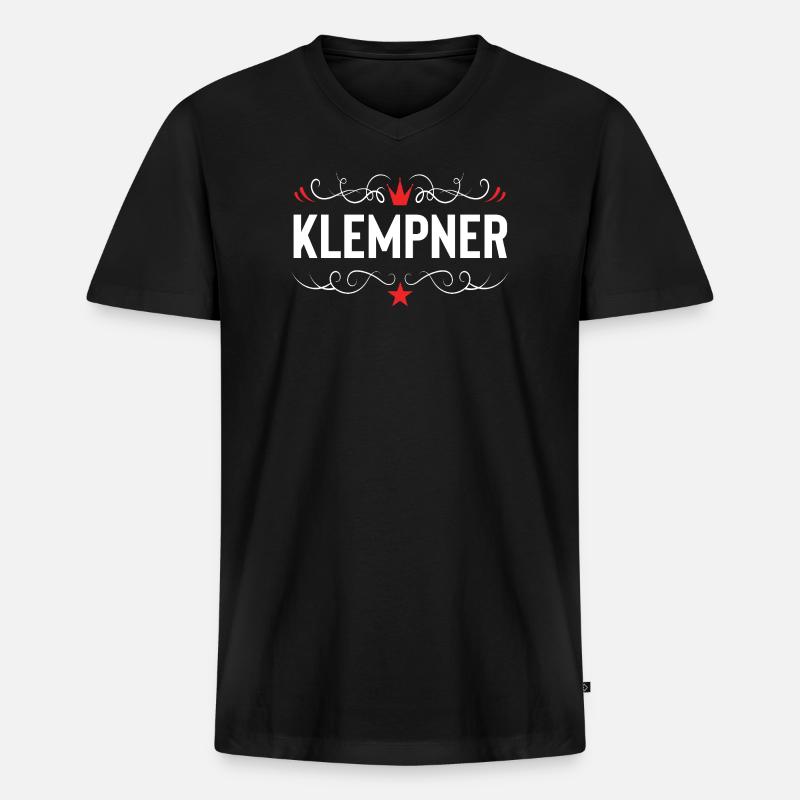 Klempner Beruf - Männer Premium Bio T-Shirt mit V-Ausschnitt - Schwarz