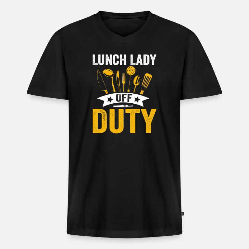 Lunch Lady Duty Küchenheldin - Männer Premium Bio T-Shirt mit V-Ausschnitt - Schwarz