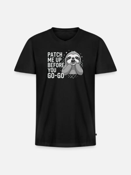 Patch Me Up Cyber Security Faultier - Männer Premium Bio T-Shirt mit V-Ausschnitt - Schwarz