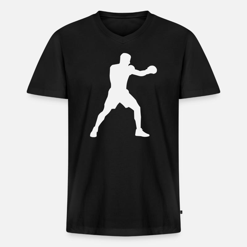 Boxsilhouette Kraftschub - Männer Premium Bio T-Shirt mit V-Ausschnitt - Schwarz