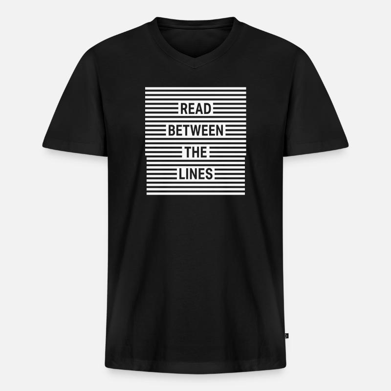 Read Between The Lines - Männer Premium Bio T-Shirt mit V-Ausschnitt - Schwarz